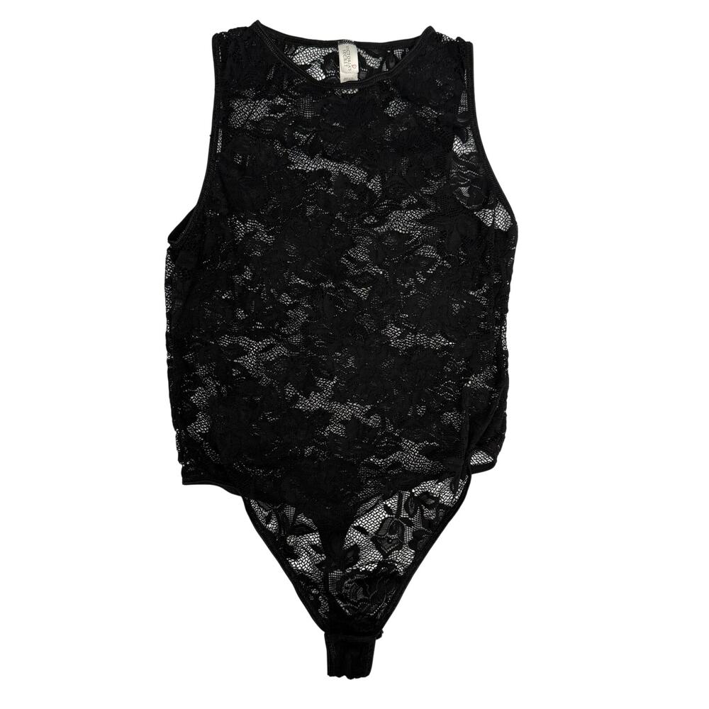 VINTAGE 90s VICTORIA'S SECRET S Black Lace Bodysuit Feminine Coquette Romantic